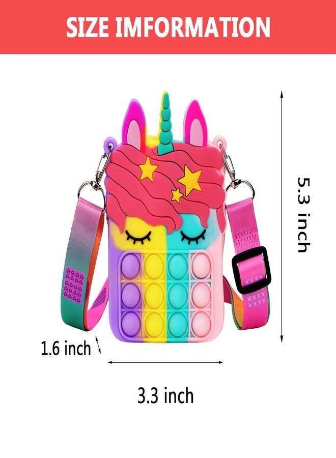 Civan Small Pop Purse,Unicorn Pop Purse for Girl Boy and Women Pop Bag with Unicorn Pop Toy,Shoulder Bag Fidget Toys Pop Fidget Backpack Toy for ADHD Anxiety School Backpack Silicone Bag Pop for Girls - Image 2